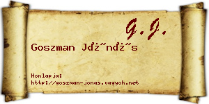 Goszman Jónás névjegykártya